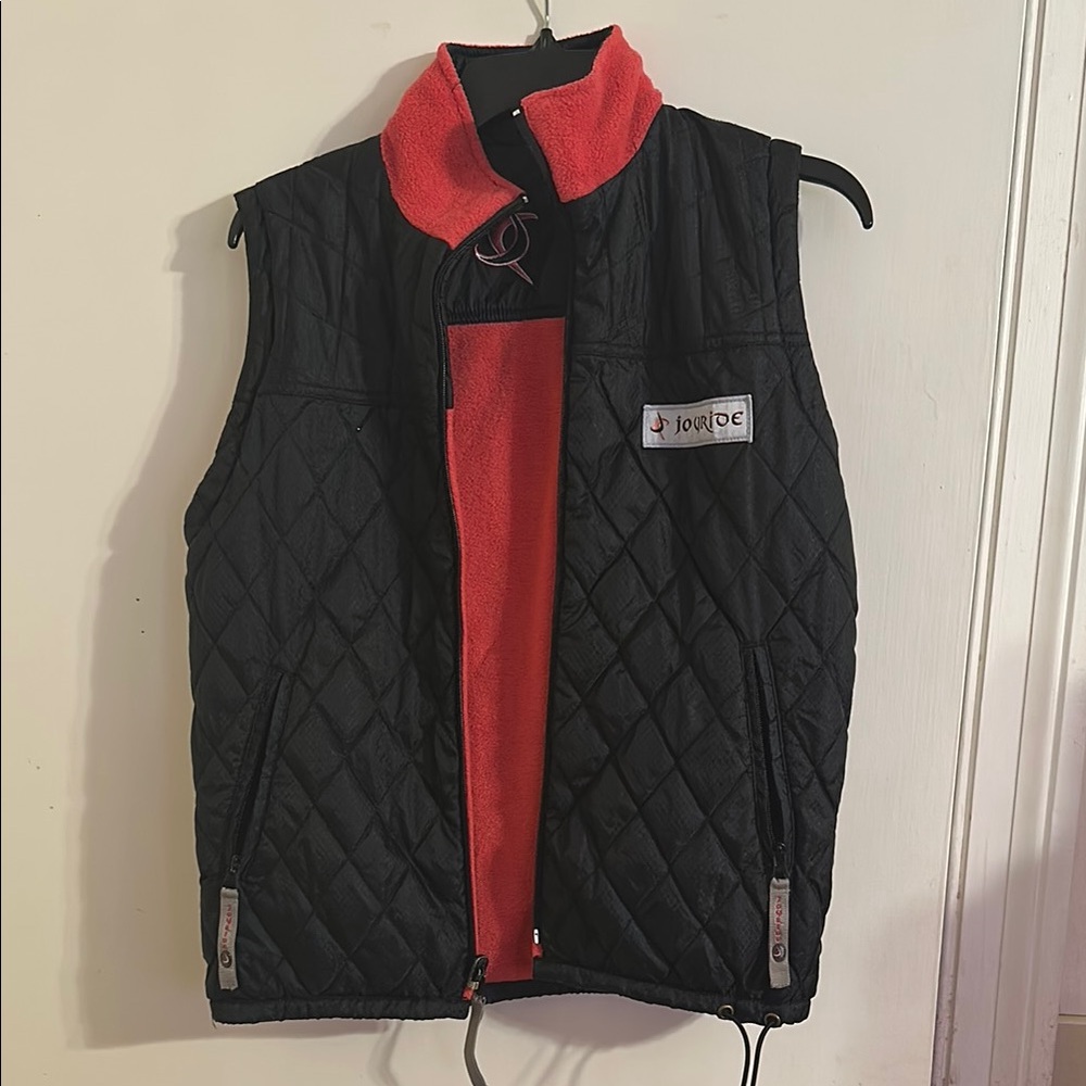 Black and Coral Quilted Vest